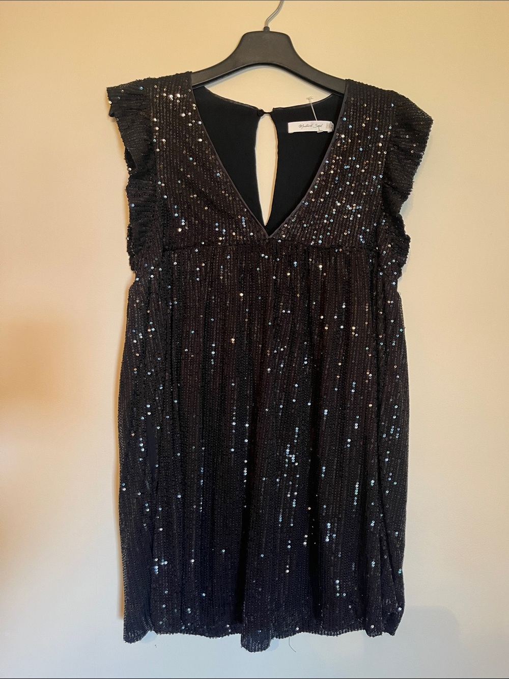 Mustard Seed Black Sequin V-Neck Romper